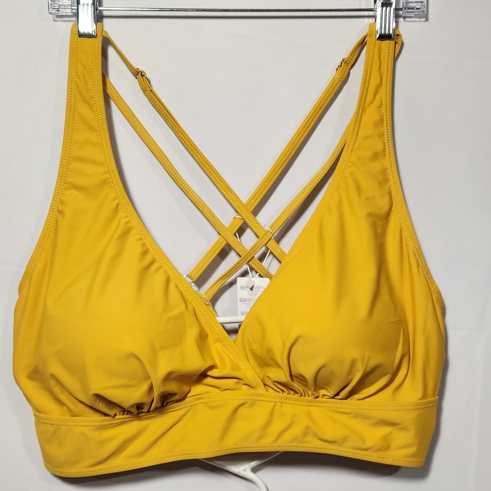 Summer Mae Yellow Crisscross Strap Bikini Top-Size 22